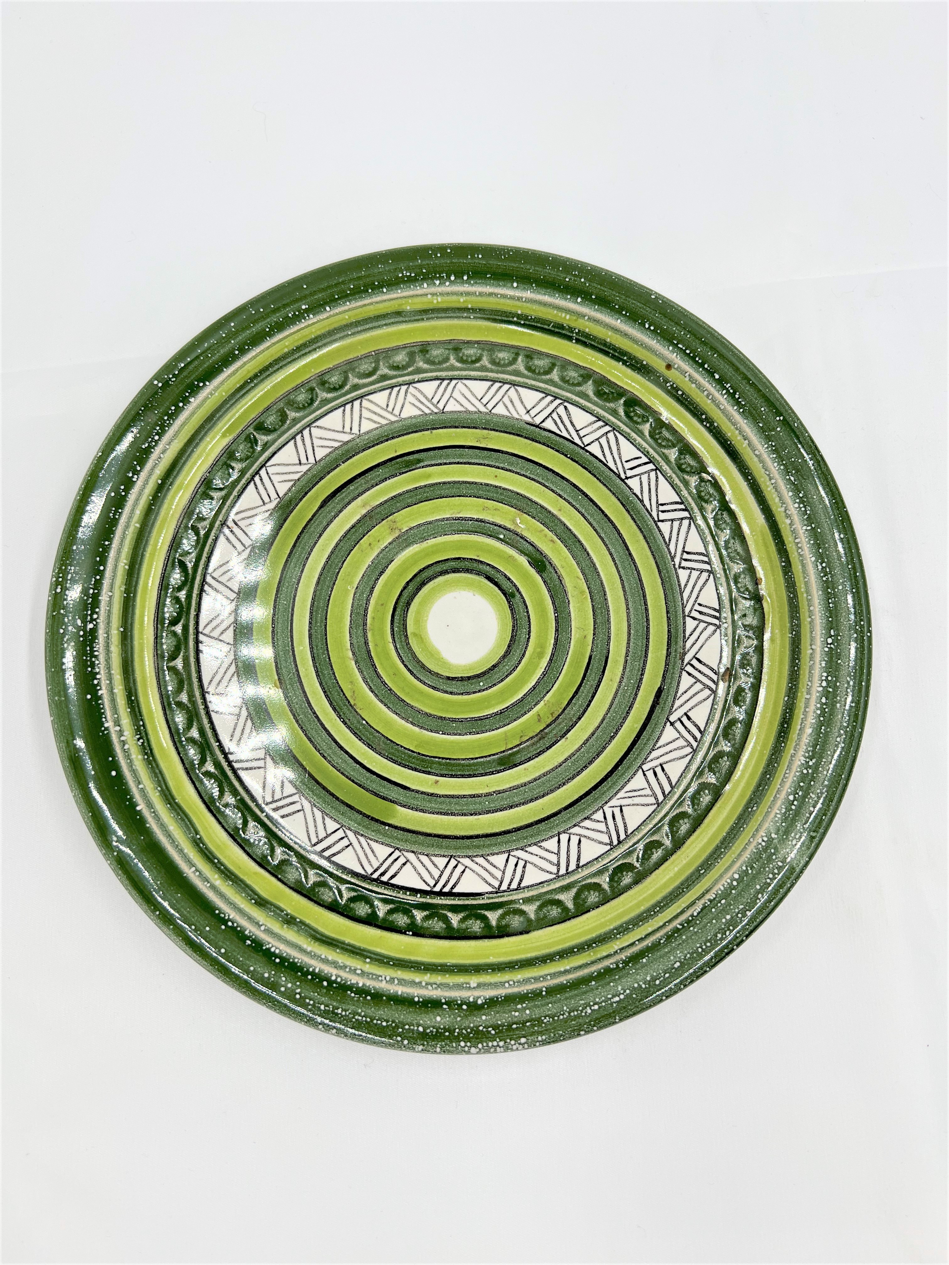 Keramikteller grün gestreift 22 cm