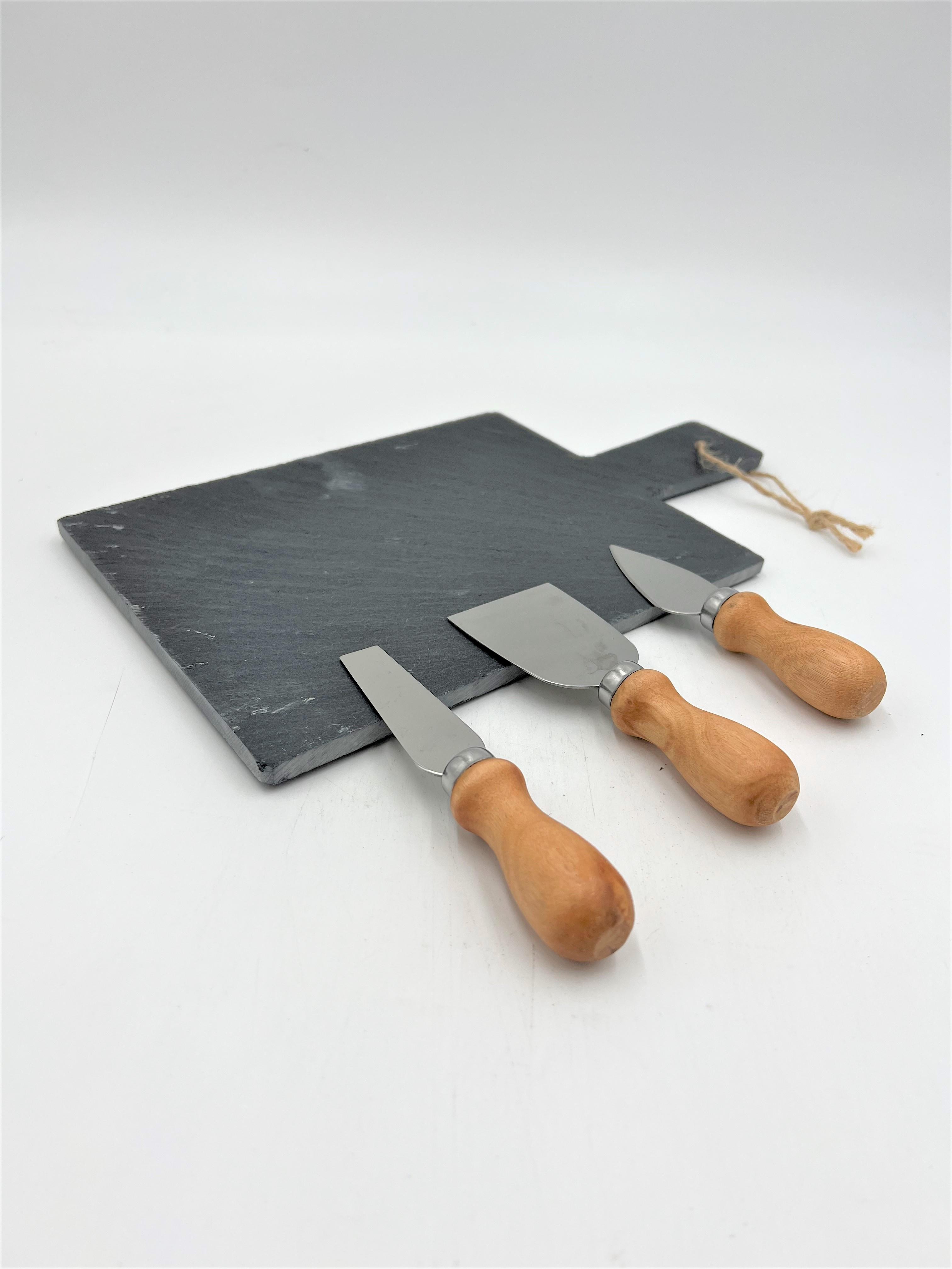 Käseplatte Schiefer mit 3 Messer