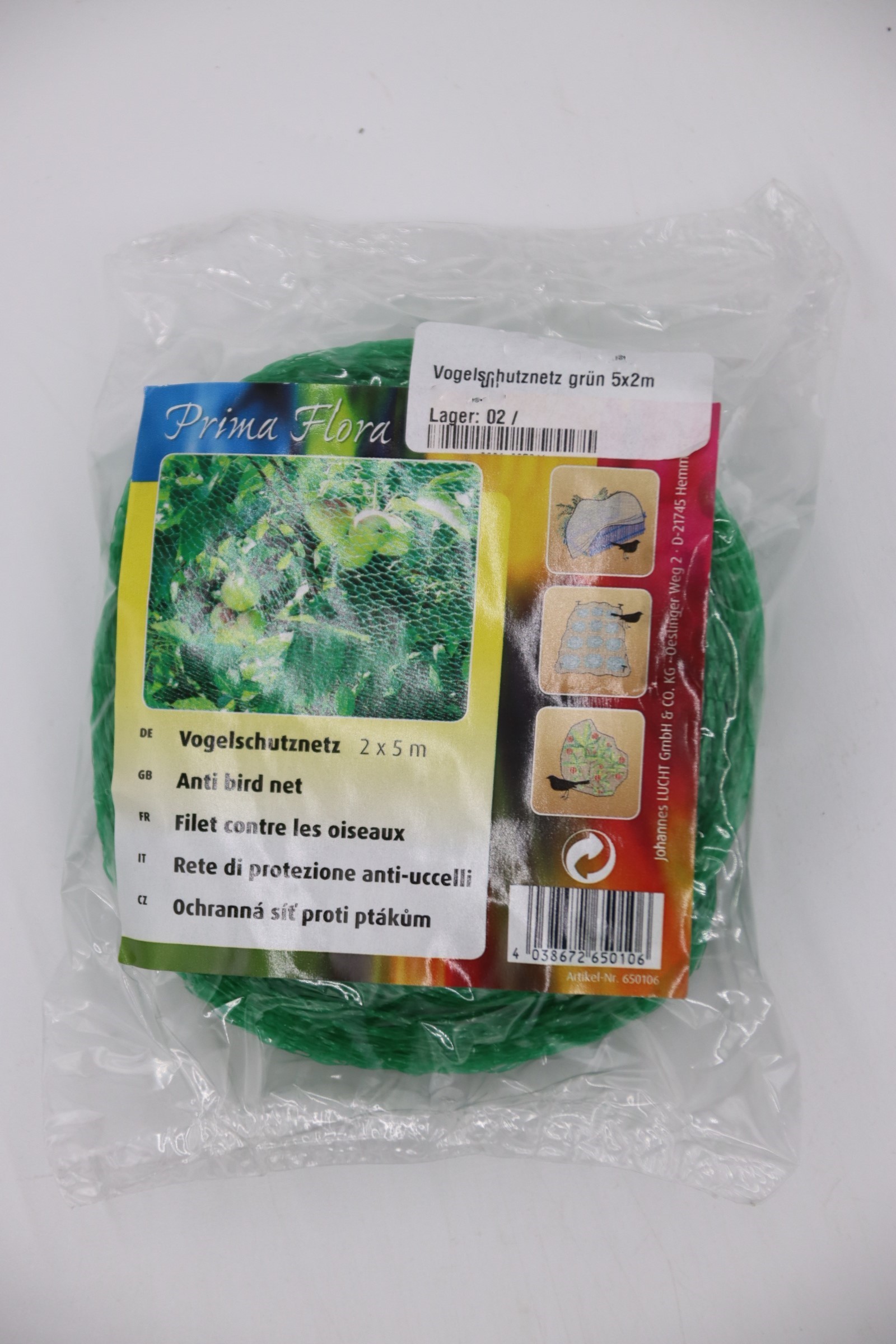 Vogelschutznetz grün 5x2m