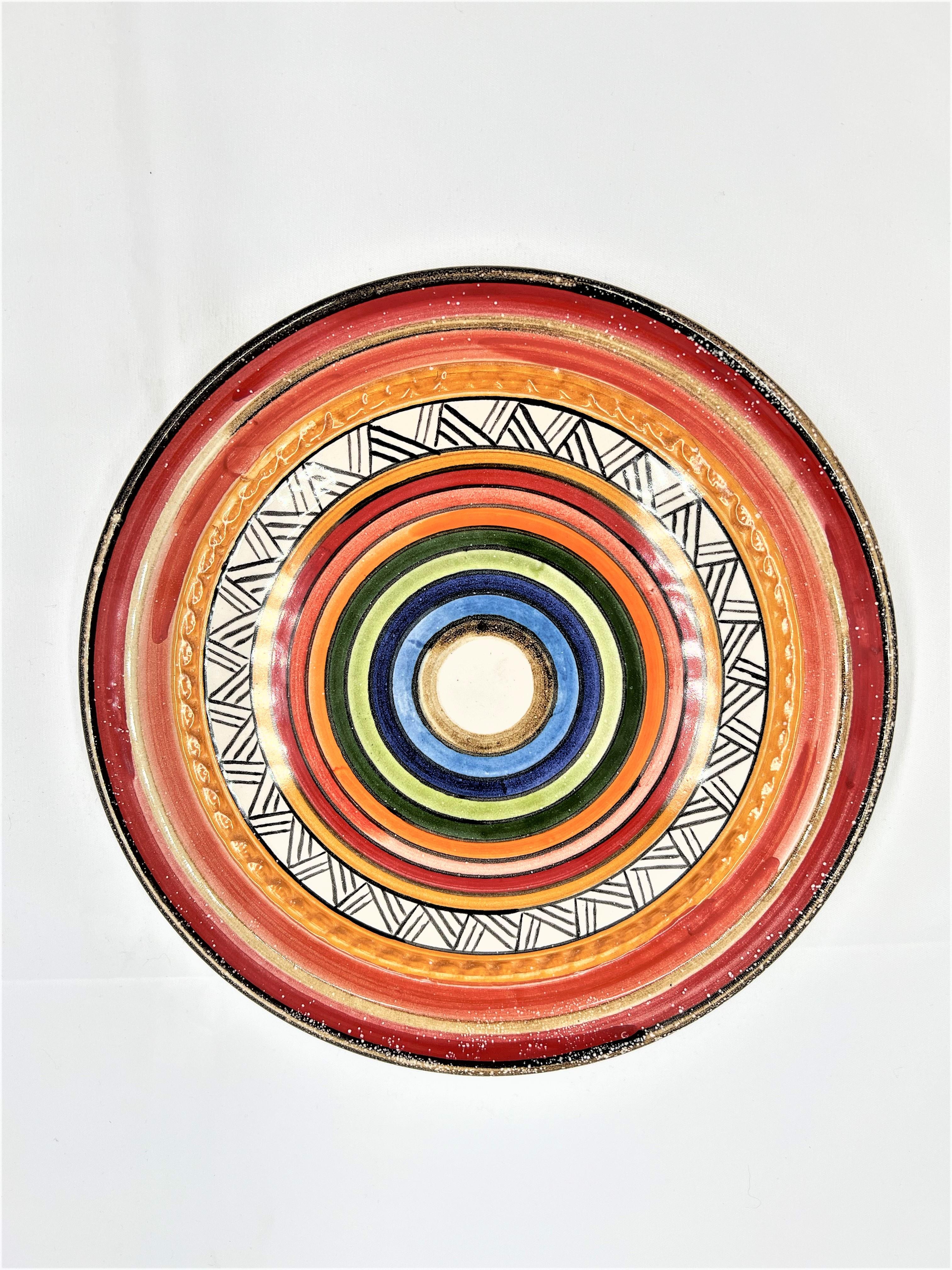 Keramikteller bunt gestreift 19,5 cm