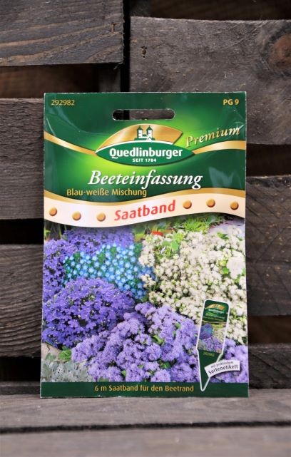 Beeteinfassung-blau weiß