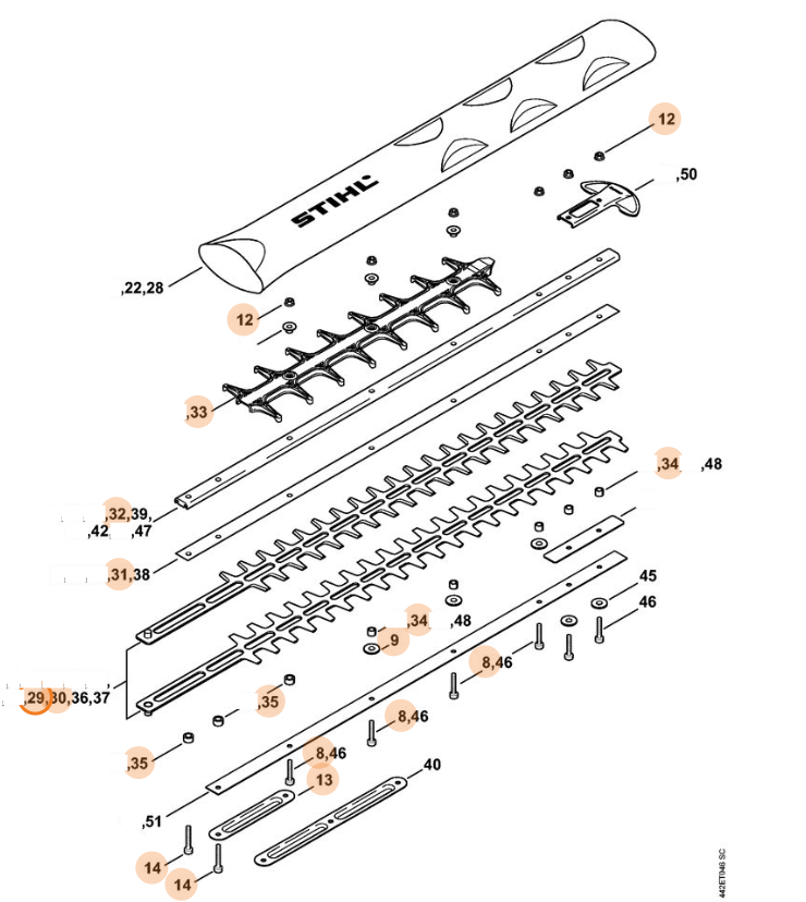 Satz Schneideinrichtung 600mm